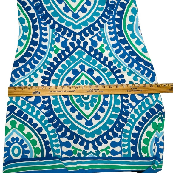 Barbara Erickson Resort Blue & White Mosaic Print Sleeveless Knit Dress Size XL - Picture 9 of 9